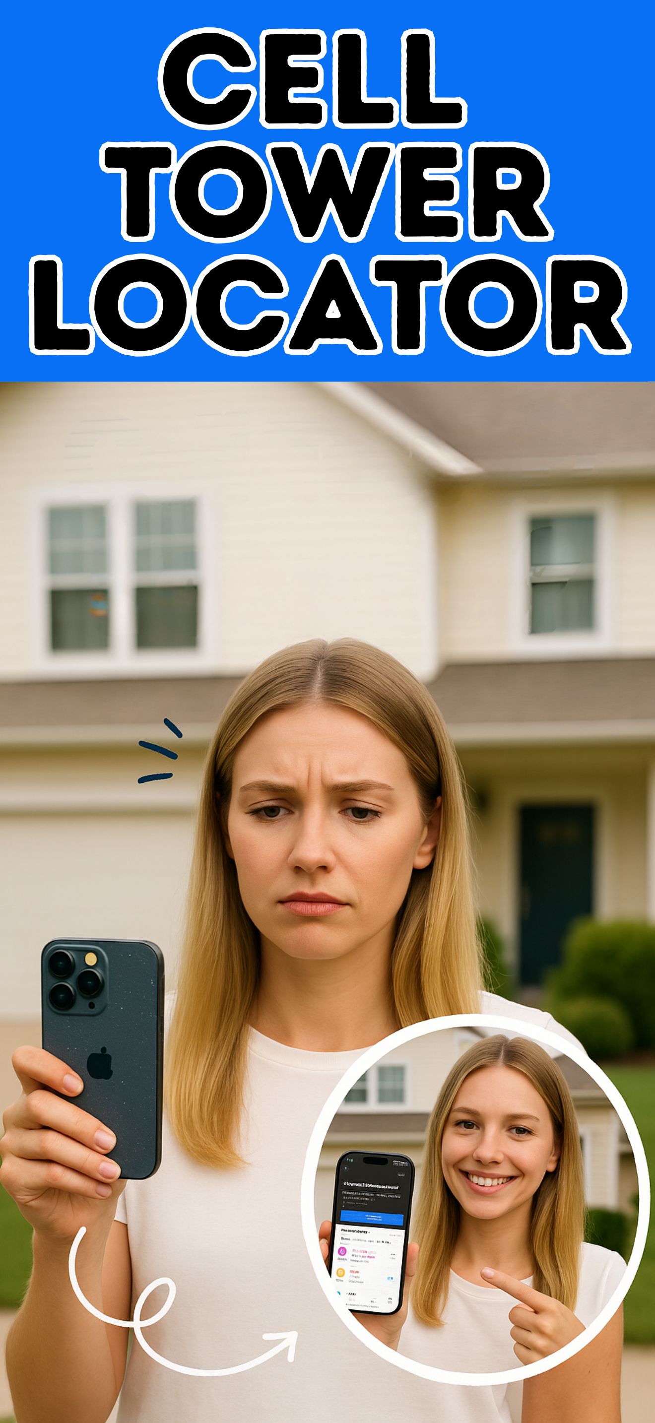 Interactive map showing nearby cell towers